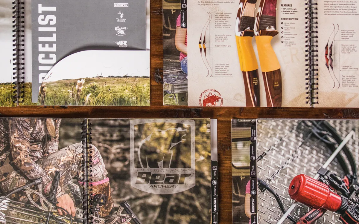 Open spreads from the Bear Archery 2017 Master Catalog